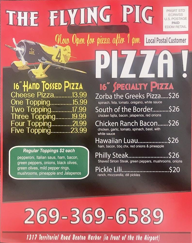 The Flying Pig Airport Diner Menu image 1
